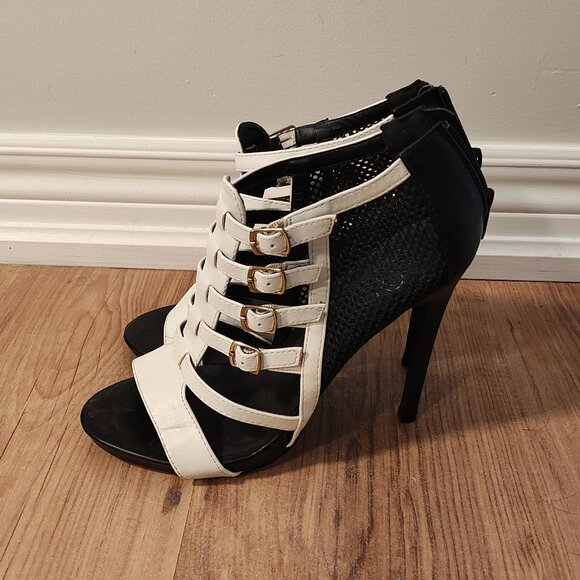 Black and White Mesh High Heels - Sz 8.5 - Picture 3 of 8